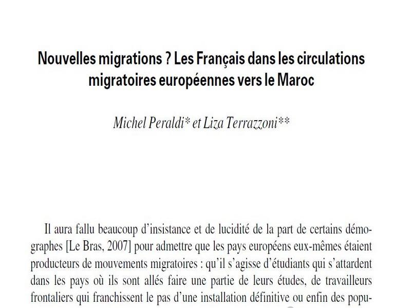Nouvelles migrations ? Les Français dans les circulations migratoires européennes vers le Maroc