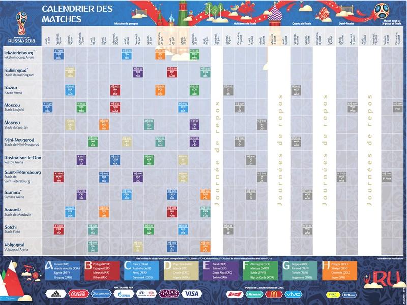 Programme complet des matchs du Mondial 2018 (Heure marocaine)