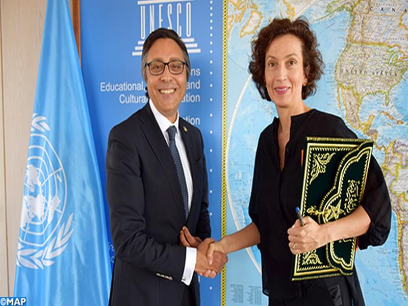 L'Ambassadeur-représentant permanent du Maroc auprès de l’Unesco remet ses lettres de créance à Audrey Azoulay